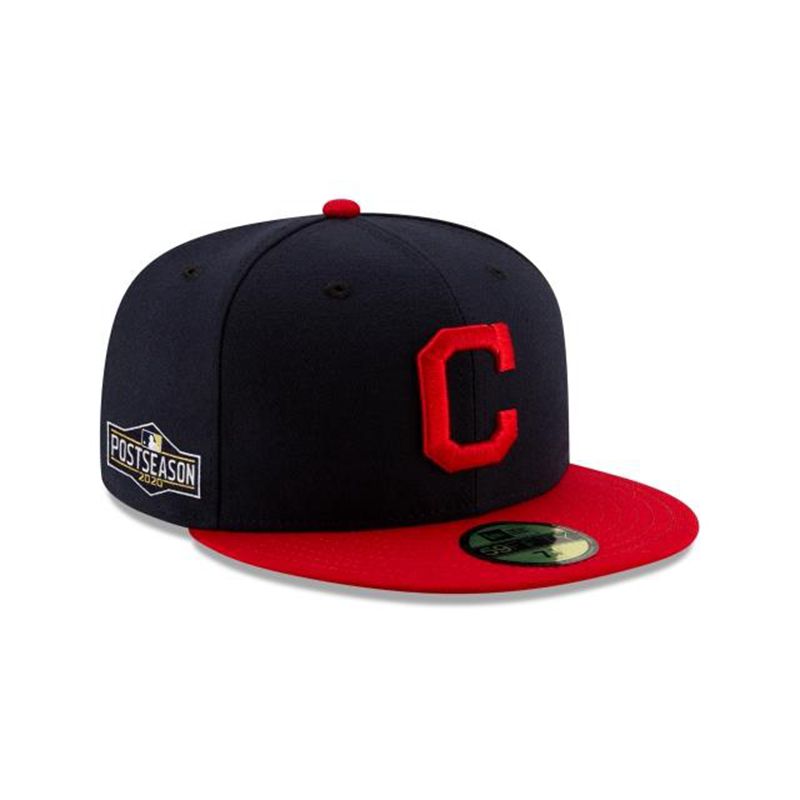 MLB Cleveland Indians Postseason Side Patch 59Fifty Fitted (LIJ7818) - Blue New Era Caps